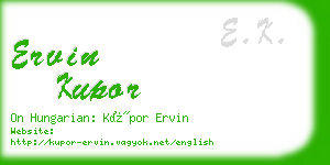 ervin kupor business card